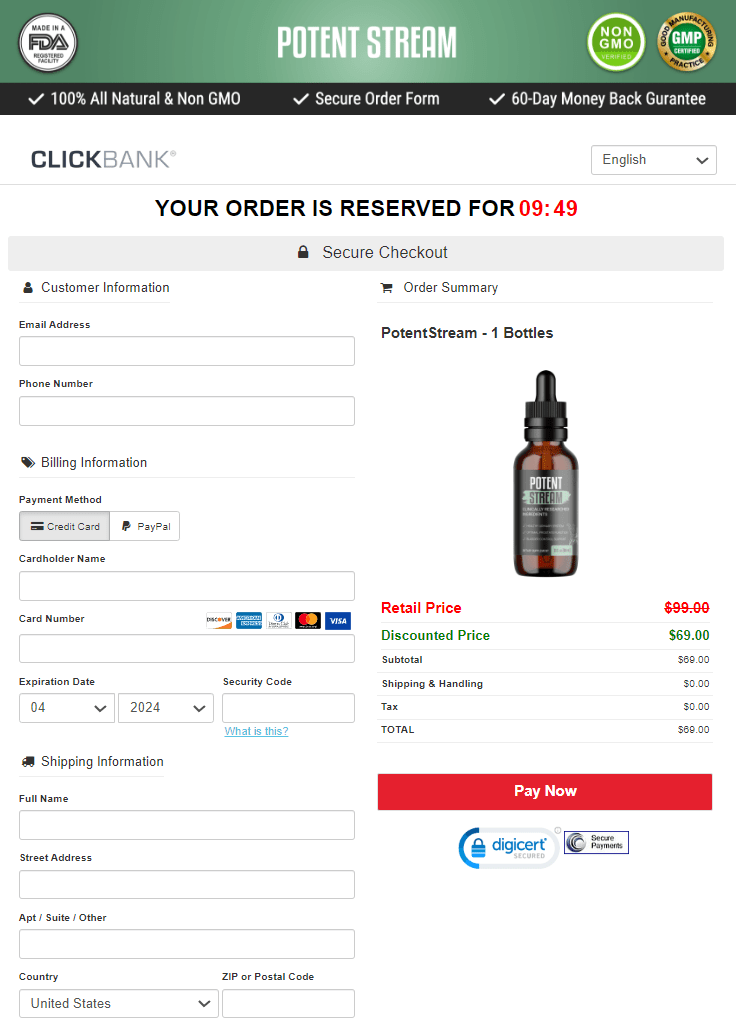 PotentStream order page